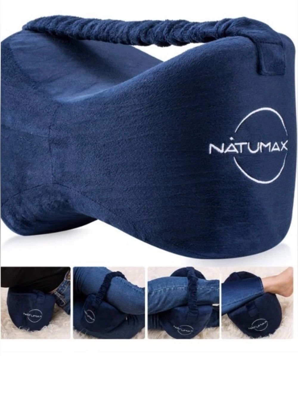 Natumax knee pillow with side strap for side sleepers